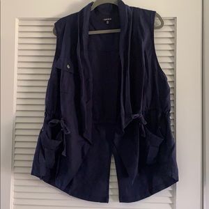 Navy blue linen vest by Torrid